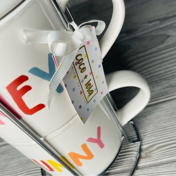 Nwt coco & Lola Hippity Hoppity Honey Bunny Stackable Mug Set coffee tea cups - Picture 4 of 4